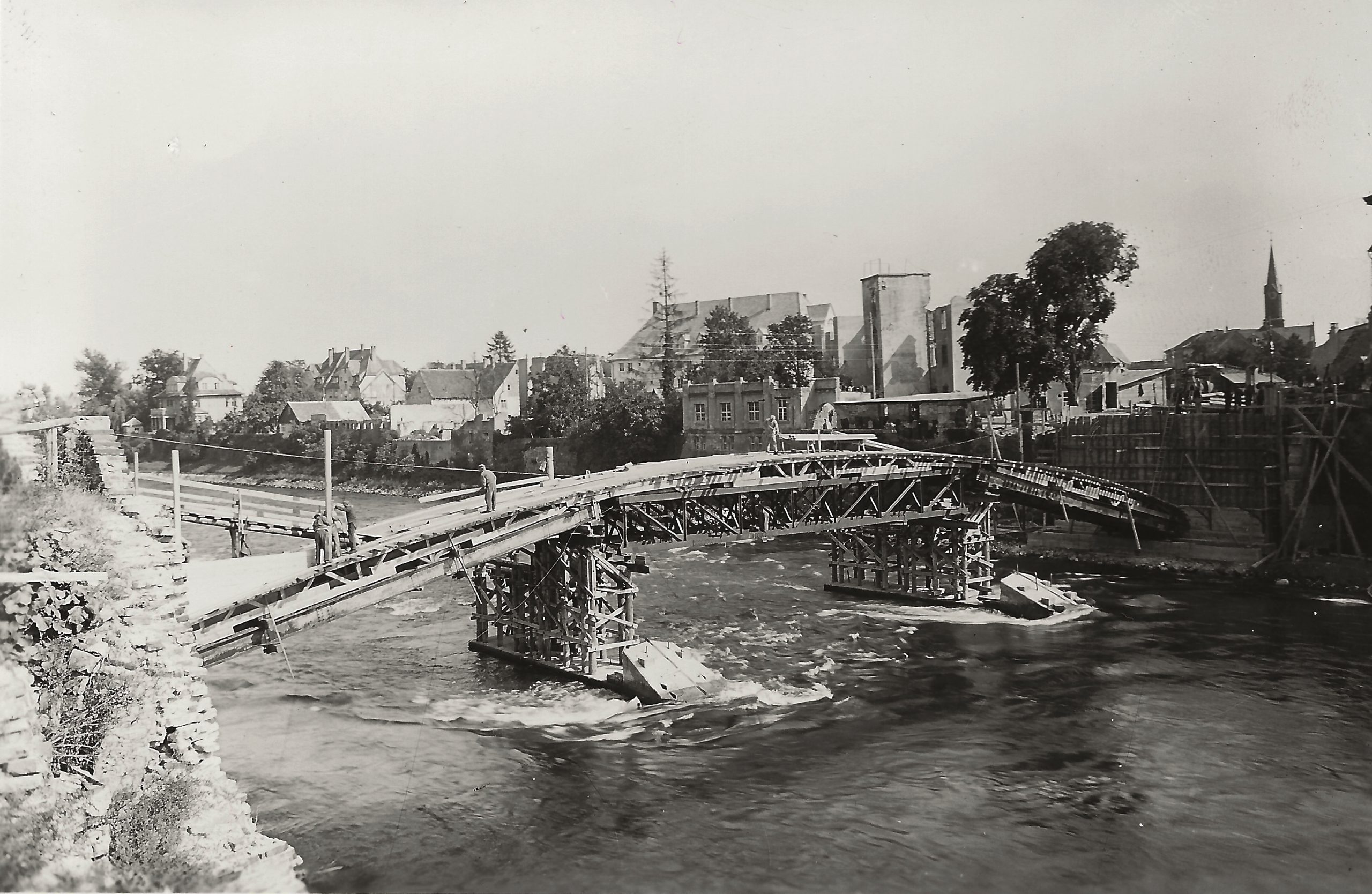 Baustelle der neuen Herdbrücke, 1947, StANU, Mangold