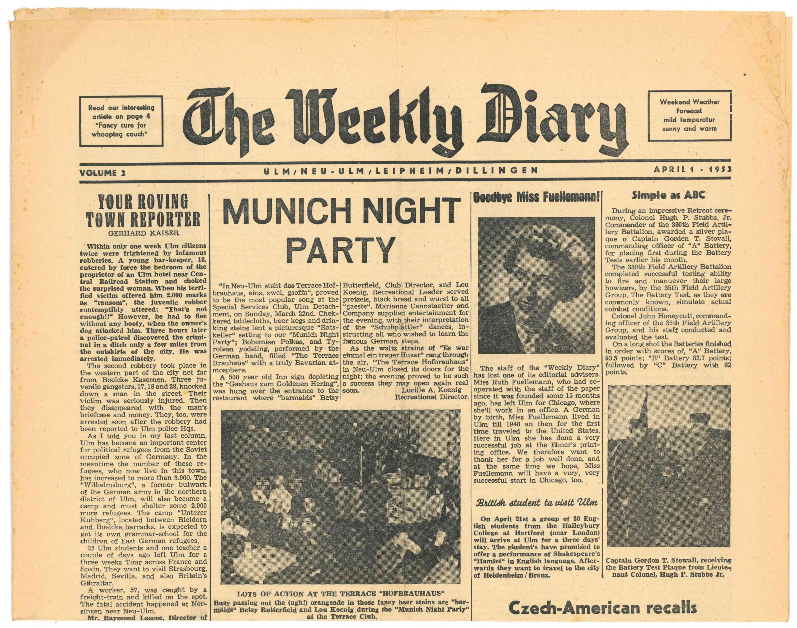 The Weekly Diary, 1953